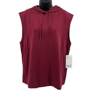 Athleta Sundown Sweatshirt Tank WMNS S Berry Hooded Drawstring Pullover Athletic